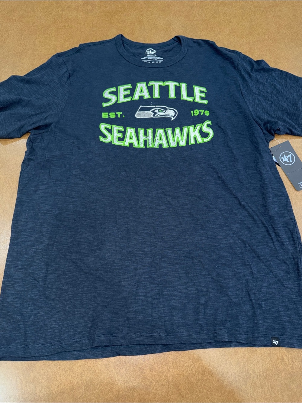 NWT • '47 Seattle Seahawks Navy Blue Short Sleeve Graphic Tee with Green Logo